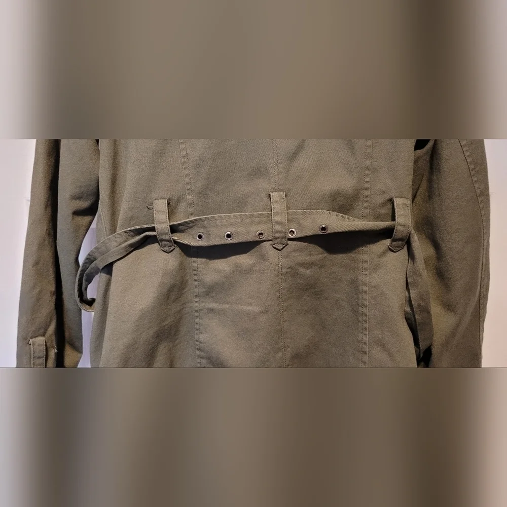 Kenneth Cole Reaction $248 Women's Army Green Full Zip Lined Button Up Coat Lrg. - Picture 8 of 12